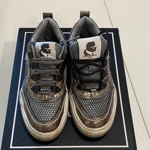 Karl Lagerfeld Kids Metallic Gray Sneakers